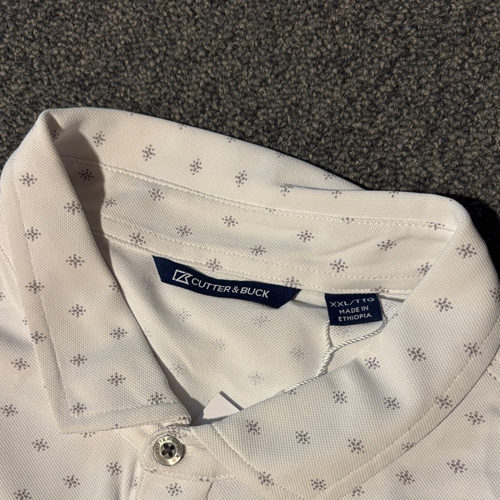 Cutter & Buck Virtue Eco Pique Tile Print Recycled Mens Polo - Picture 7 of 7